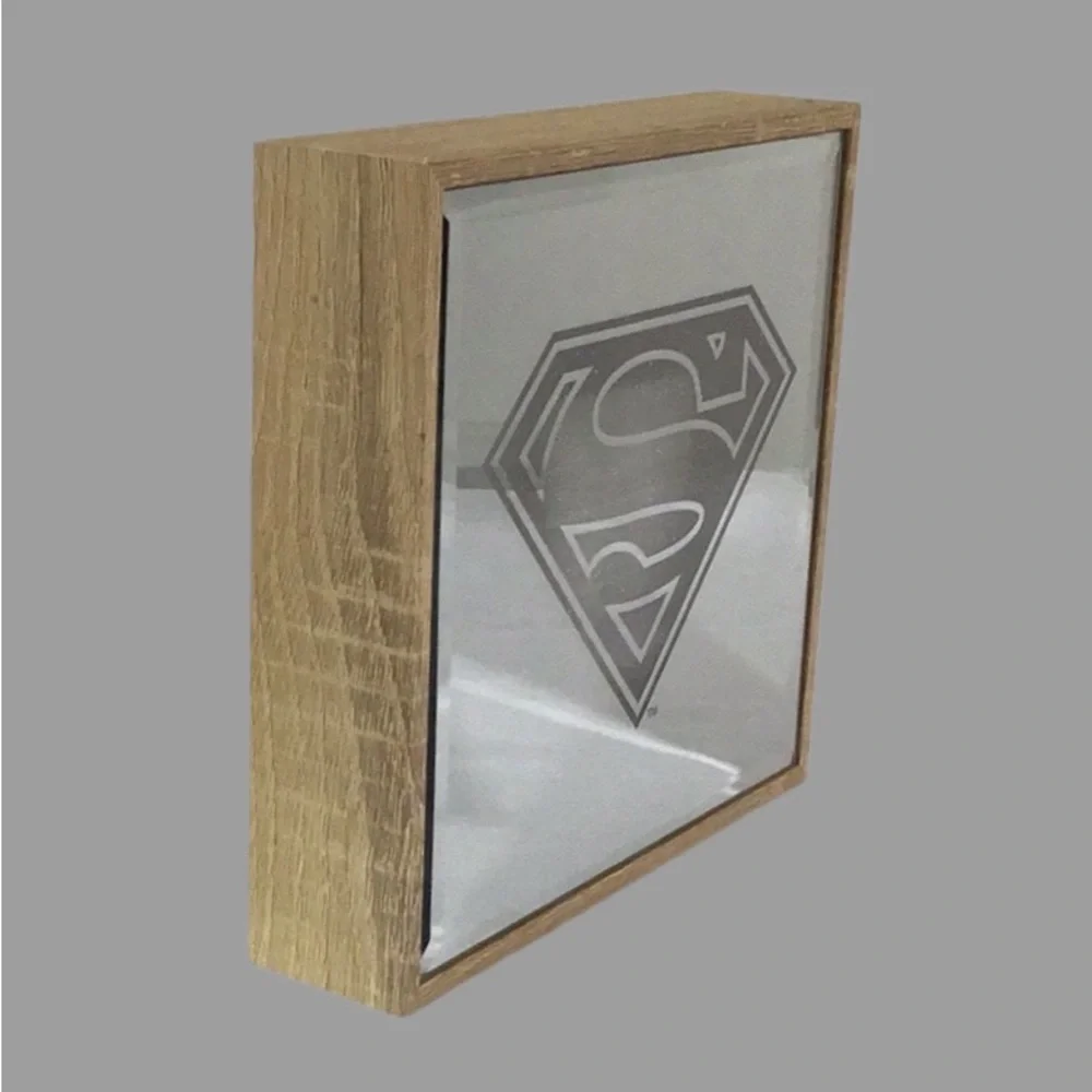 DC COMICS Superman/Supergirl Logo Lighted Mirror, Square, Glittery, Timer